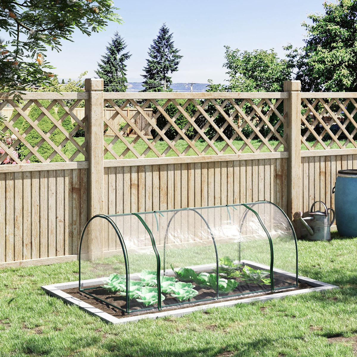 Serre de Jardin Tunnel mini serre tunnel serre à tomates 2L x 1l x 0,8H m Grande Porte zippée bâche Plastique Transparent métal époxy Vert-9