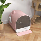Bac à litière pour chat avec porte battante pelle et filtre inclus dim. 43L x 44l x 47H cm rose-7