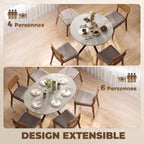 Table à manger extensible ovale pour 4 à 6 personnes, table de cuisine avec rallonge 100-135 cm, effet pierre grise-3