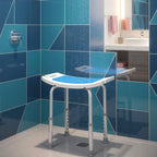 Siège de Douche réglable en Hauteur Tabouret de Douche Ergonomique Pieds antidérapants Charge Max. 135 Kg alu HDPE Blanc Bleu-8