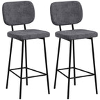 Lot de 2 tabourets de bar chaises hautes chaises de cuisine avec repose-pieds et dossier en tissu de lin et acier-0