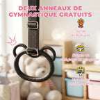 Barre de gymnastique pour enfants, barre horizontale pliable à hauteur réglable avec anneaux de gymnastique, rose-6