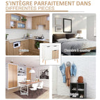 Buffet Meuble de Rangement Design scandinave 2 placards tiroir Coulissant Bois Blanc chêne Clair-5