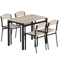 Ensemble table à manger 5 pièces avec 4 chaises lateau MDF coloris bois de chêne châssis métal noir-0