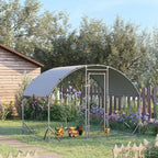 Grand enclos poulailler 5,32 ㎡ parc grillagé toit anti-UV porte verouillable 2,8 x 1,9 x 1,97 m argenté-9