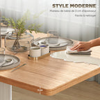 Table à manger rectangulaire pour 6 personnes, 120 x 70 x 75 cm, table de cuisine piétement et plateau épais chêne blanc-5