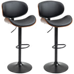 Lot de 2 chaises de bar tabouret hauteur réglable revêtement synthétique 53 x 52 x 92-112 cm noir-0