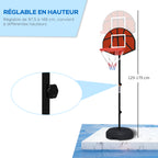 Support panier de basket-ball 2 en 1 avec hauteur réglable 129-179 cm et jeu de 6 fléchettes magnétique-4