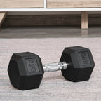 Haltère hexagonal 12,5 kg en fonte caoutchouté pour maison bureau gym à domicile, noir-9