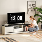 Meuble TV pour Télévision jusqu'à 60" avec 2 Armoires, 1 Étagère Ouverte, 1 Tiroir, Moderne, 140x35x40cm, Noir et Blanc-9
