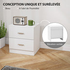 Table de chevet avec 2 tiroirs poignée en alliage d'aluminium style contemporain 45 x 39,5 x 49 cm blanc-5