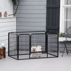 Luxe parc enclos modulable acier 4 panneaux et 1 porte pour chiens, lapins, rongeurs, petits animaux, intérieur et extérieur 125L x 70H cm noir-1