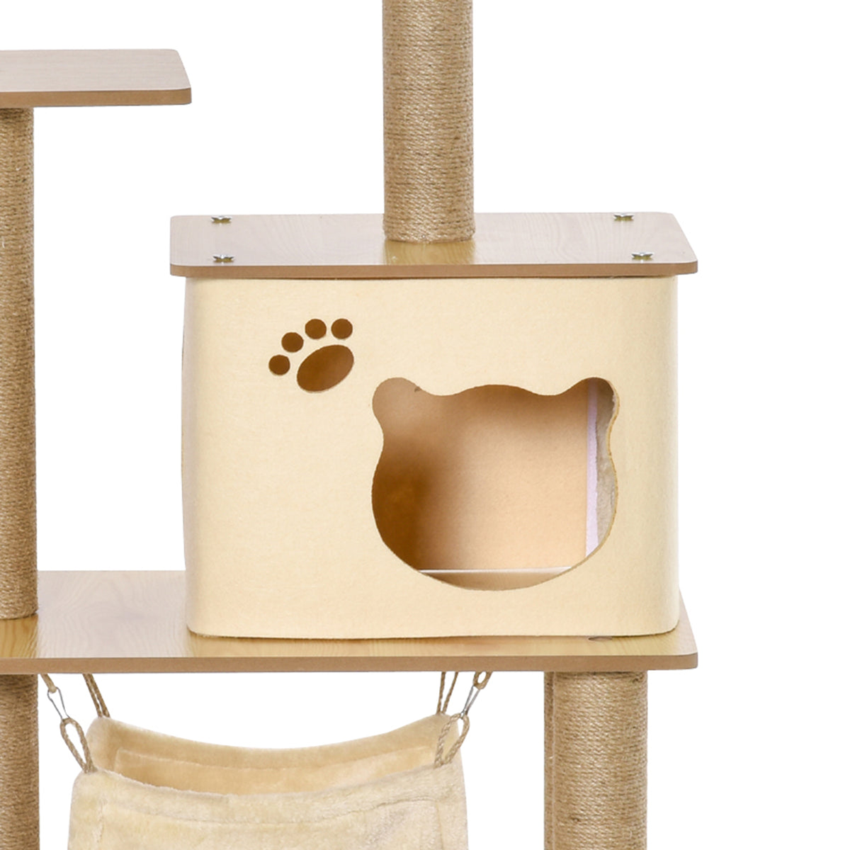 Arbre à chat tour de jeux pour chat, platesformes, niche, lit, hamac, échelle et griffoirs en jute 60x40x130cm jaune-9