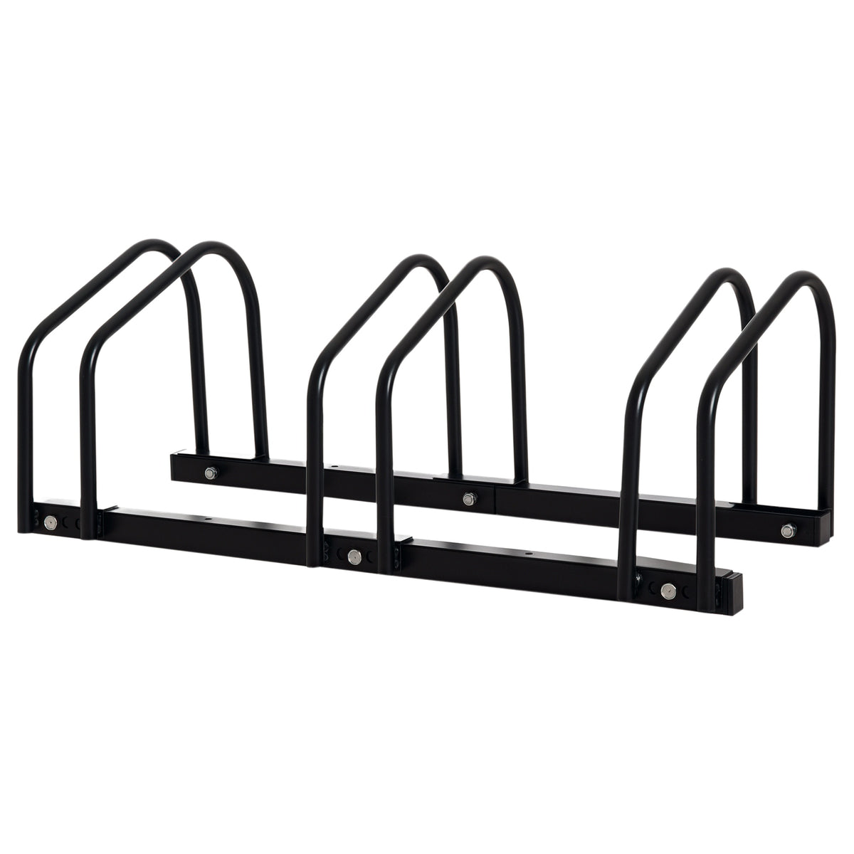 Râtelier 3 vélos - - rangement pneu 65 mm sol ou mural - pour VTT enfants BMX - 76 x 33 x 27 cm - acier - noir-0