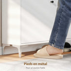 Meuble à chaussures 16 paires, armoire à chaussures avec 2 tiroirs rabattables, étagères réglables, 80x24x101cm, blanc-6