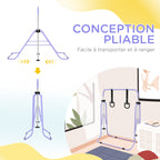Barre de gymnastique pour enfants, barre horizontale pliable à hauteur réglable avec anneaux de gymnastique, violet-5