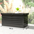 Coffre de rangement métal boîte de jardin 350L double vérins à gaz verrouillable pour coussins outils gris anthracite-2