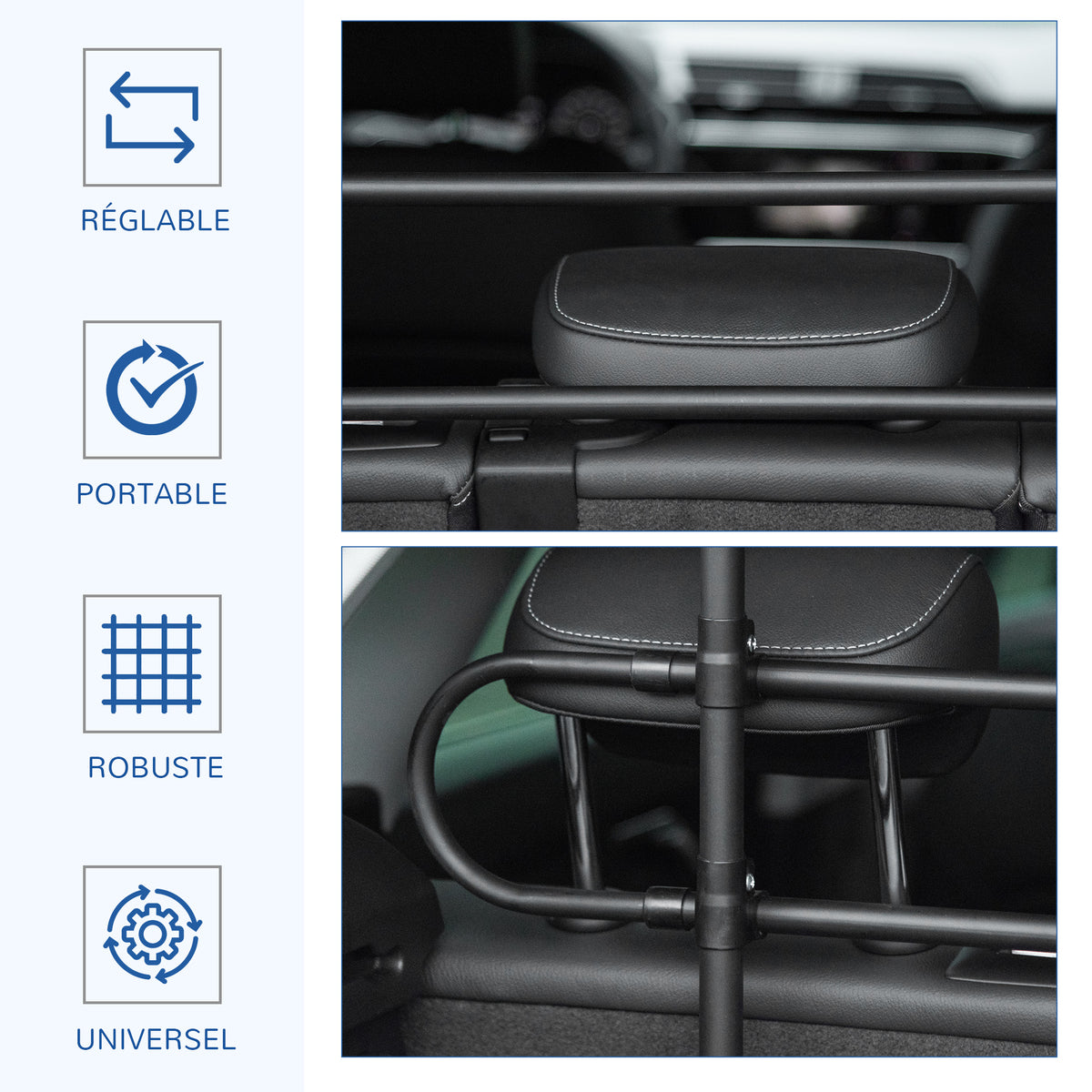 Grille de séparation pour chien universel, barrière de sécurité extensible pour animaux de compagnie, en acier noir-3