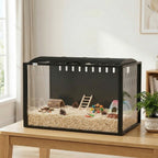 Cage à Hamster Géante Habitat pour Rongeur en Acier et Acrylique Transparent Vue Panoramique 81 x 51 x 53 cm Noir-1