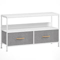Meuble TV, meuble télé pour téléviseur jusqu'à 47 pouces avec 2 tiroirs et pieds en acier, 98 x 29 x 56 cm, gris clair-0