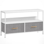 Meuble TV, meuble télé pour téléviseur jusqu'à 47 pouces avec 2 tiroirs et pieds en acier, 98 x 29 x 56 cm, gris clair-0