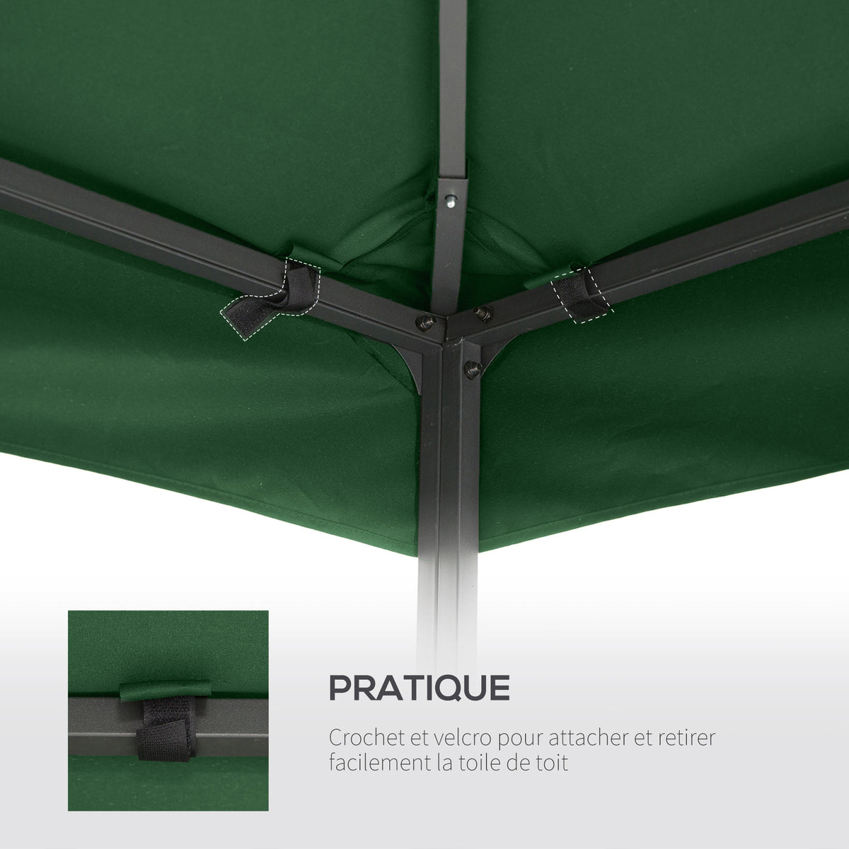 Toit de Remplacement pour Gazebo de Jardin Toile de Rechange pour pavillon tonnelle Tente 3 x 3 m Vert foncé-5