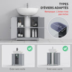Meuble salle de bain sous lavabo - meuble sous-vasque - placard 2 portes avec étagère 60L x 30l x 60H cm - en bois Gris-3