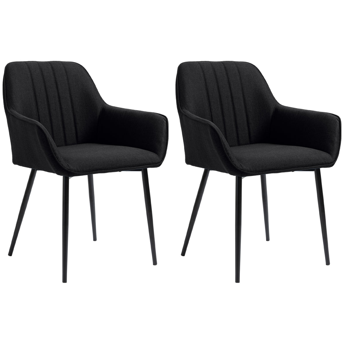Chaises de Salle à Manger Chaises de Visiteur Design scandinave - Lot de 2 chaises - Pieds effilés métal Noir-0