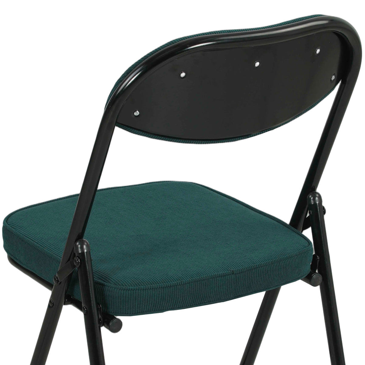Lot de 2 chaises pliantes chaises de salle à manger portables avec assises et dossiers rembourrés en velours côtelé bleu-9