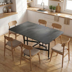 Table à Manger Pliante sur Roulettes pour 4-6 Personnes 120 cm, Roues avec Freins, 2 Abattants, Industriel, Noir-1
