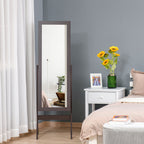 Miroir en Pied Grand Miroir de Sol Inclinaison réglable pour Dressing Chambre dim. 47L x 46l x 148H cm en café-1
