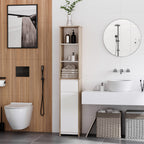 Meuble Colonne Rangement Salle de Bain Style Cosy 3 niches tiroir Placard avec étagère Blanc Aspect chêne Clair-8