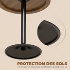 Table de bar ronde 60 cm, table haute cuisine mange-debout avec patins antidérapants, pour cuisine, salon, noyer-4