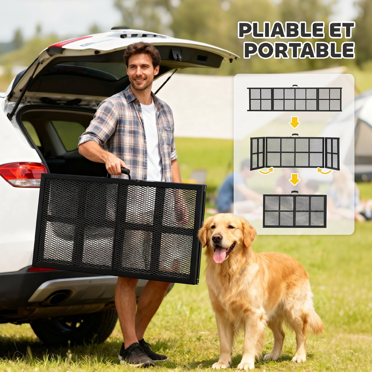 Rampe pour Chien Pliable en Acier, Escalier pour Chien avec Surface Antidérapante, Charge 180 kg, 191 x 50 x 4 cm, Noir-6