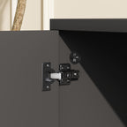 Meuble TV sur roulettes avec 2 Freins - 2 niches + Placard Porte 2 Passe-Fil - en bois Noir chêne Clair-8