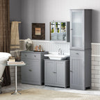 Meuble salle de bain sous lavabo - meuble sous-vasque - placard 2 portes avec étagère 60L x 30l x 60H cm - en bois Gris-7