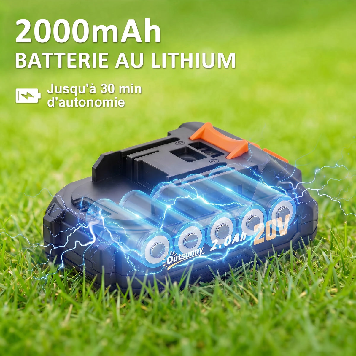 Taille-Haies Électrique, Lame 51 cm, Batterie 2,0 Ah et Chargeur, Orange-4
