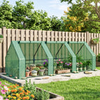 Mini Serre de Jardin mini serre tunnel 270L x 90l x 90H cm toit pointu Acier PE Haute densité 140 g/m² Anti-UV 3 fenêtres avec Zip enroulables Vert-9