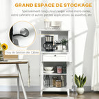 Meuble armoire micro-ondes pour cuisine avec 1 tiroir, 2 Portes 60 x 40 x 122,5 cm - MDF - Blanc-3