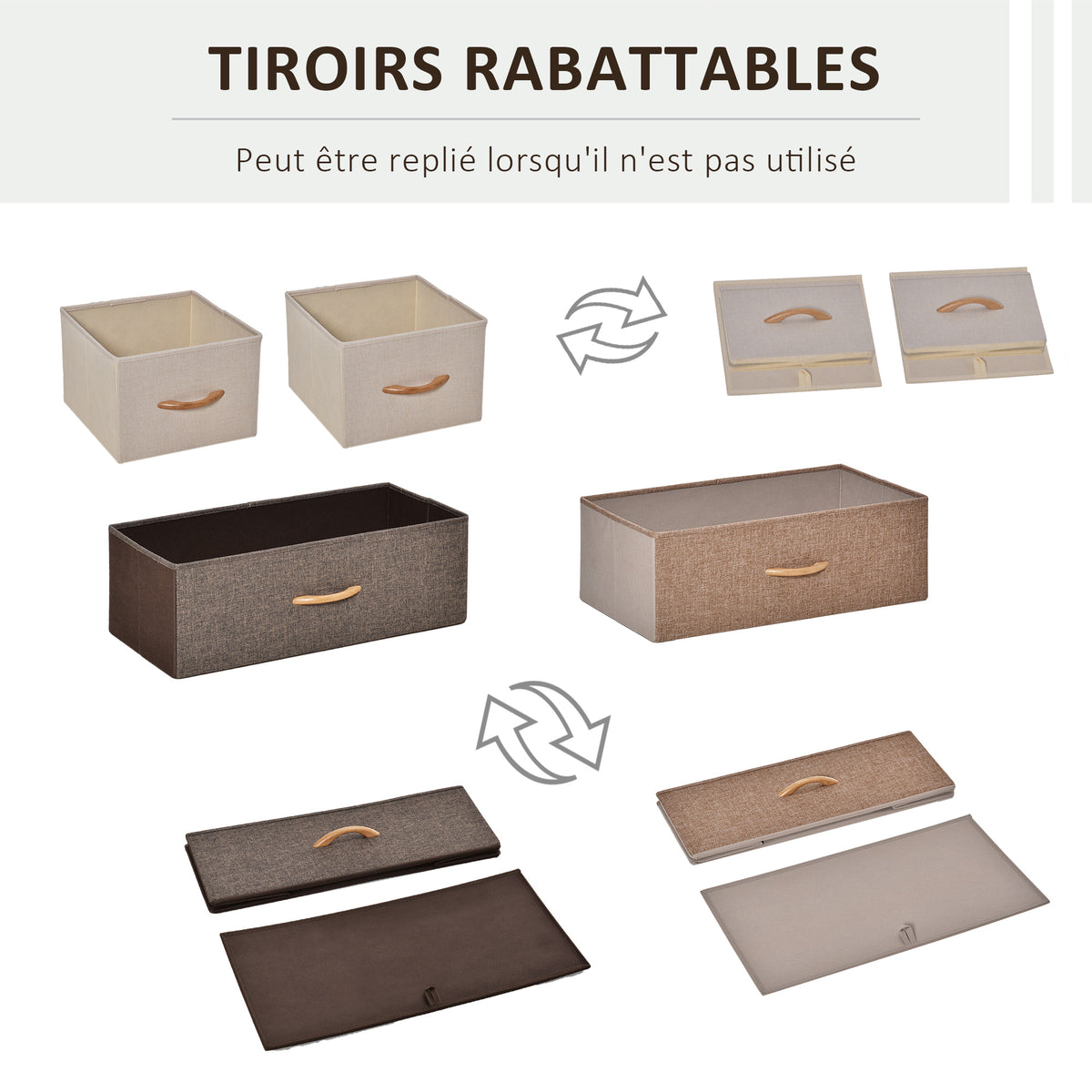 Meuble de Rangement chiffonnier 4 tiroirs en Tissu 58 x 29 x 78,5 cm multicolore-3