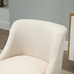 Fauteuil Scandinave Confortable pour Salon et Chambre, Pieds en Bois Massif, Revêtement en Tissu Lin, Beige-8