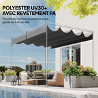Toile de Toit pour pergola Bâche pour Pergola rétractable de 4 x 3 m, Toile Uniquement 392 x 350 cm, Gris foncé-4