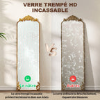 Miroir Pleine Longueur Baroque, 160 x 50 cm, Cadre en Métal, Montage au Sol, Suspendu ou Appuyé contre Le Mur, Doré-6