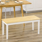 Banc en bois pour 2 personnes bicolore assise naturelle et piètement blanc 102 x 36 x 45 cm-9