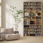Rangements pour CD et DVD, étagère rangement 1116 CD/528 DVD, 36 compartiments et étagères réglables, chêne-8