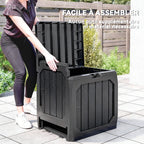 Coffre de rangement exterieur 121L, coffre de jardin avec poignées, conteneur étanche, 56 x 45 x 53 cm, noir-3