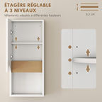 Armoire murale de salle de bain avec porte à fermeture douce, étagère réglable et compartiment ouvert, 30x17x67cm, blanc-5