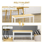 Banc en bois pour 2 personnes bicolore assise naturelle et piètement blanc 102 x 36 x 45 cm-5