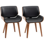Lot de 2 chaises de salle à manger style vintage assise revêtement synthétique 53l x 54P x 81H cm noir marron-0