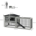 Clapier de sol cage à lapin cottage niche supérieure avec rampe enclos extérieur 150 x 52 x 68 cm gris-2